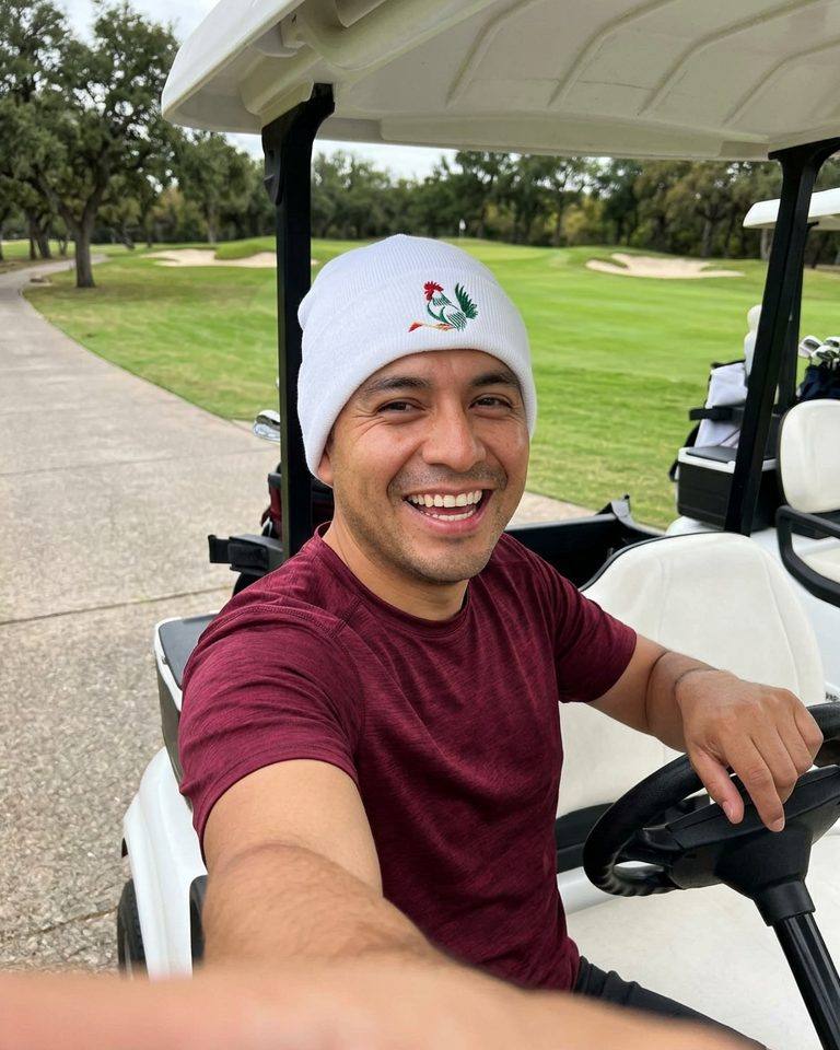 Rooster Flag - Fun Beanie in a golf lifestyle photo 2