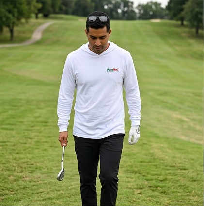 Berry Nais | Hooded Long Sleeve Tee Sweater in a golf lifestyle photo 1