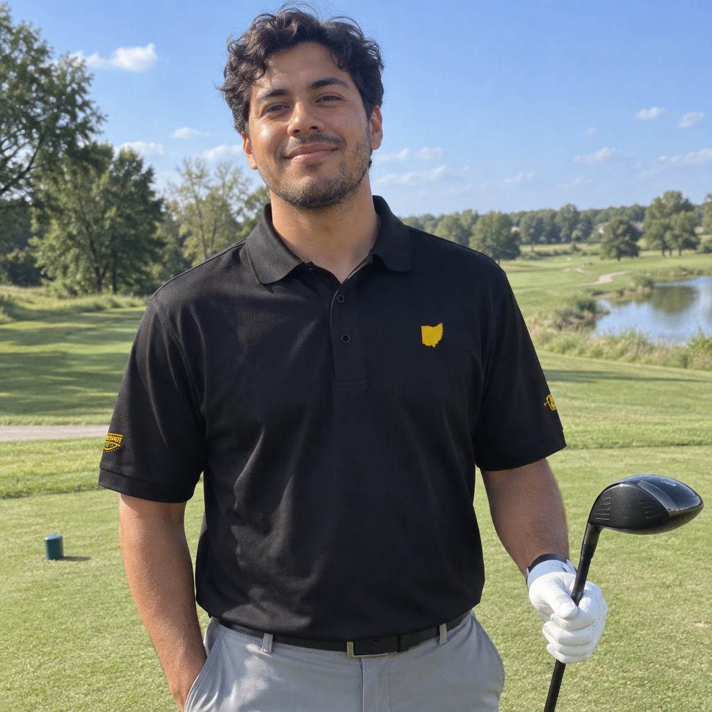 A golfer wearing Ohio - MVP Polo on the course