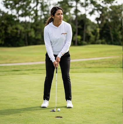 Jeff Pesos | Hooded Long Sleeve Tee Sweater in a golf lifestyle photo 4