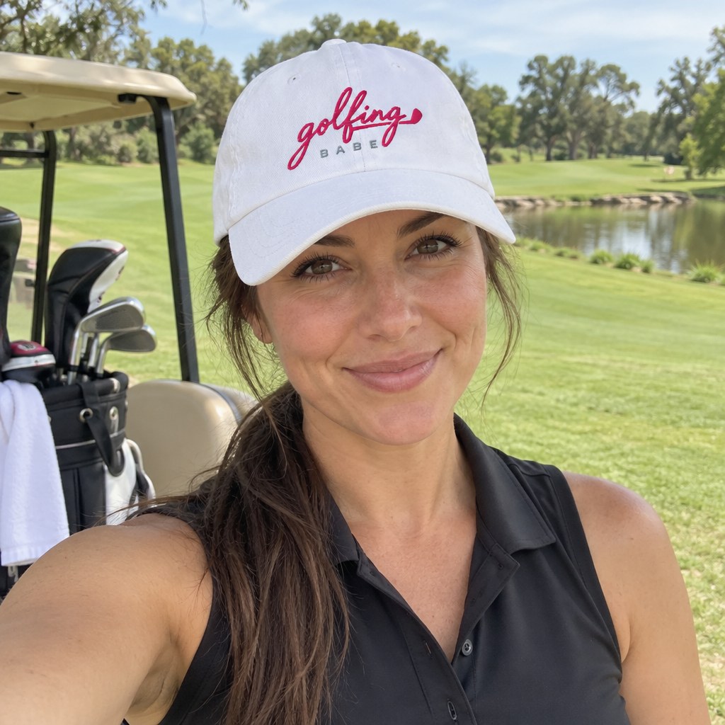 A golfer wearing Golfing Babe - Hat on the course