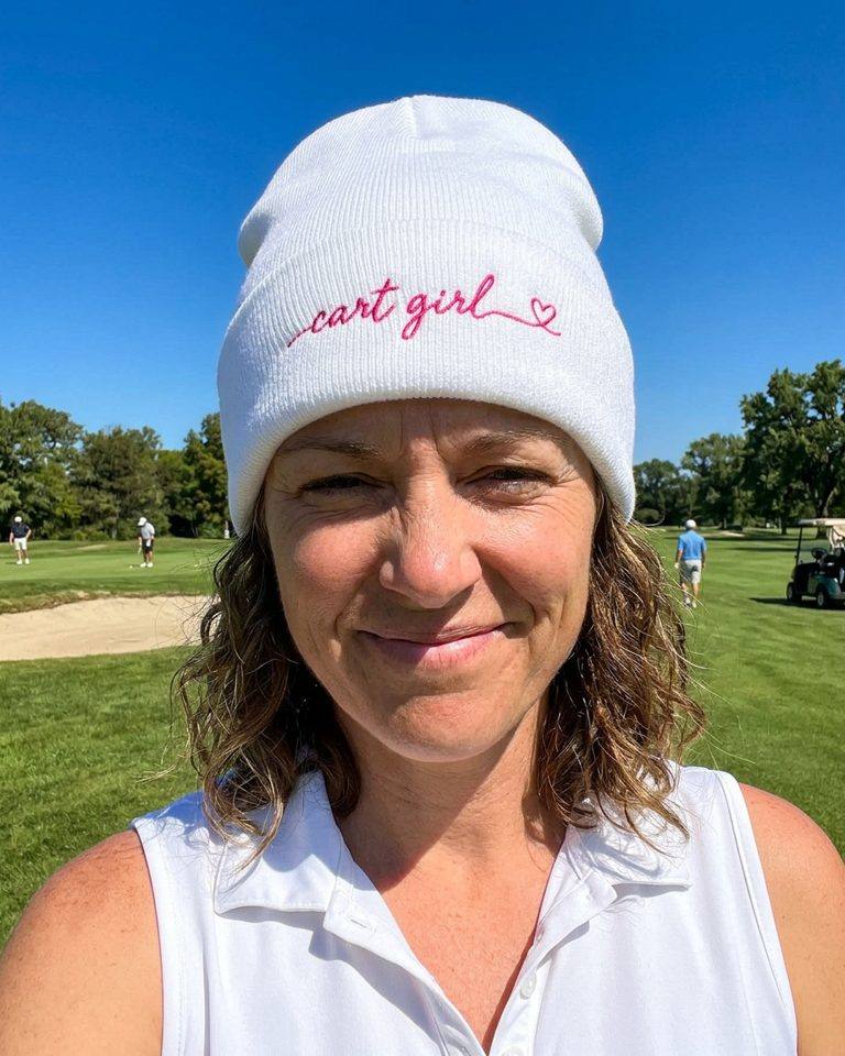 Cart Girl Long Cursive Logo - Beanie in a golf lifestyle photo 1