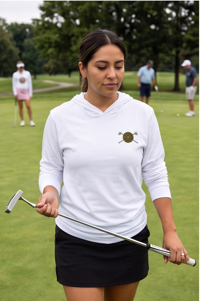 Azteca Golf | Hooded Long Sleeve Tee Sweater in a golf lifestyle photo 4