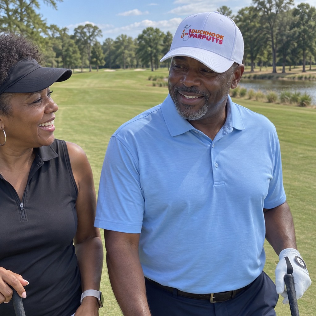 A golfer wearing Duckhook Parputts on the course
