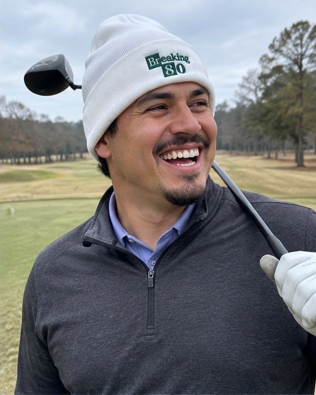 Breaking 80 - Fun Beanie in a golf lifestyle photo 3