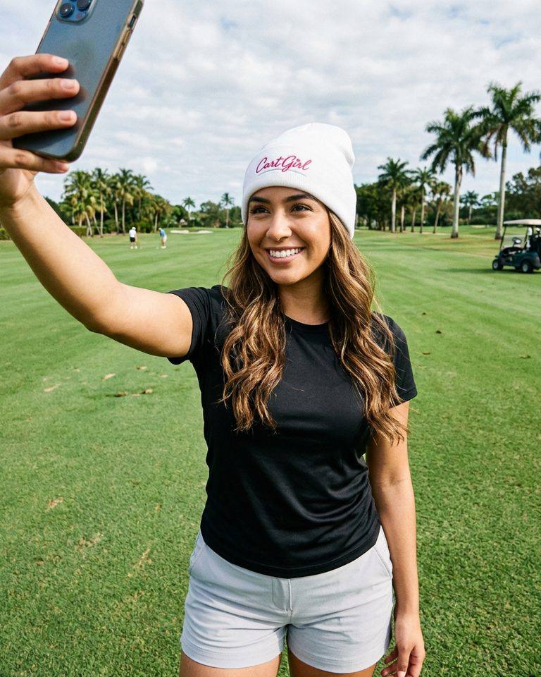 Cart Girl Cursive Logo - Beanie in a golf lifestyle photo 3