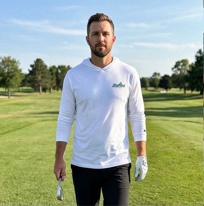 2ndShotMVP Branded Logo | Hooded Long Sleeve Tee Sweater in a golf lifestyle photo 1