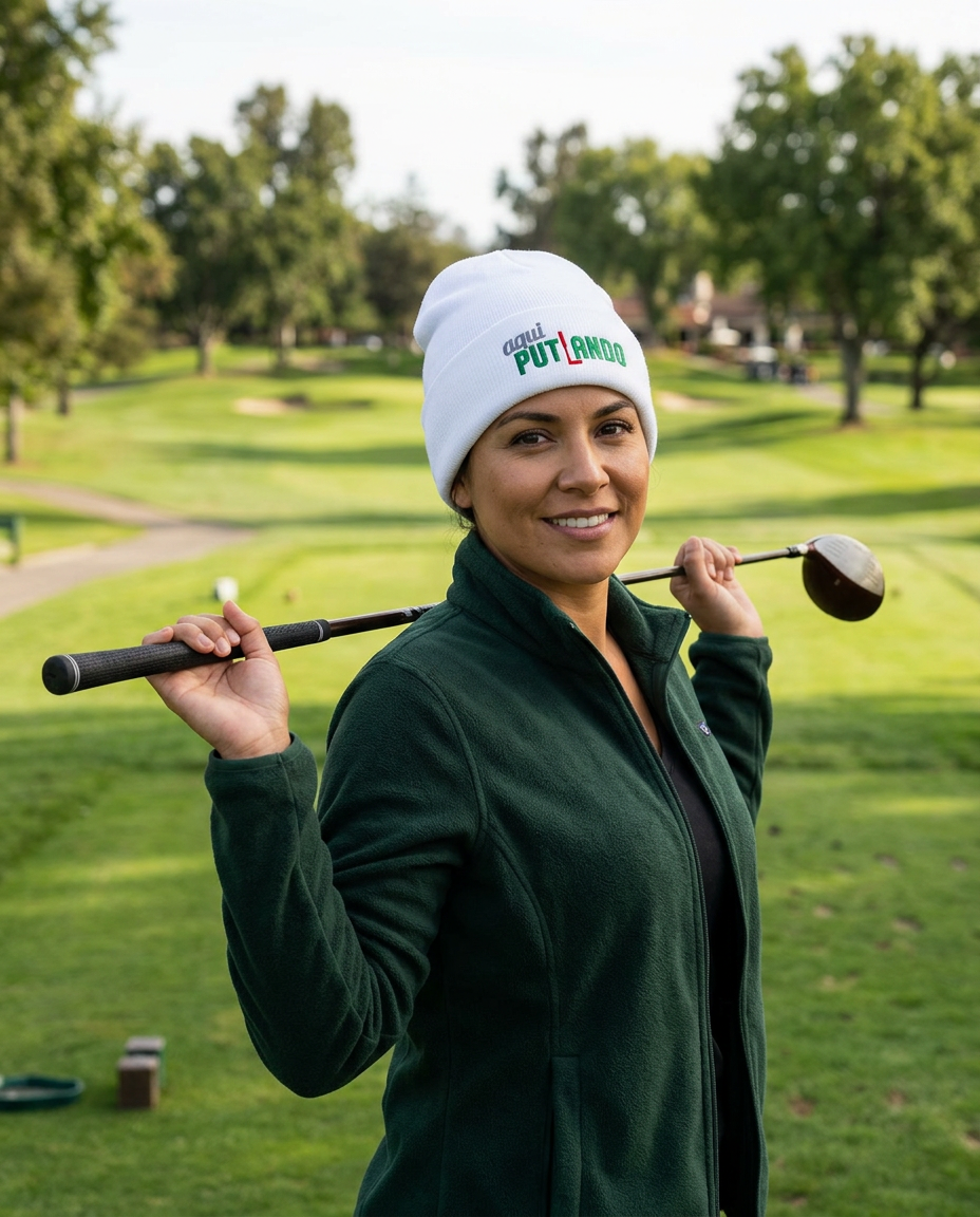 Aqui Putiando - Beanie in a golf lifestyle photo 4
