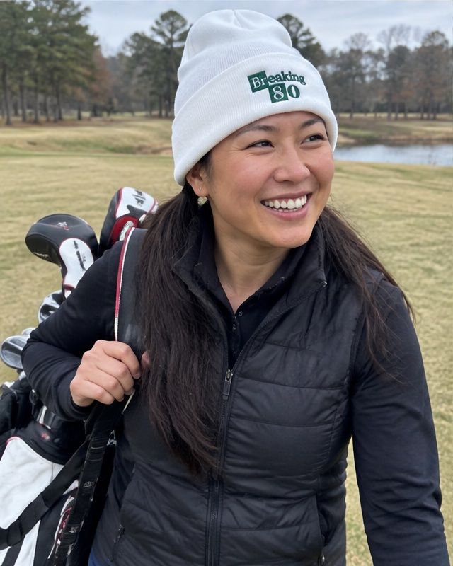 Breaking 80 - Fun Beanie in a golf lifestyle photo 4
