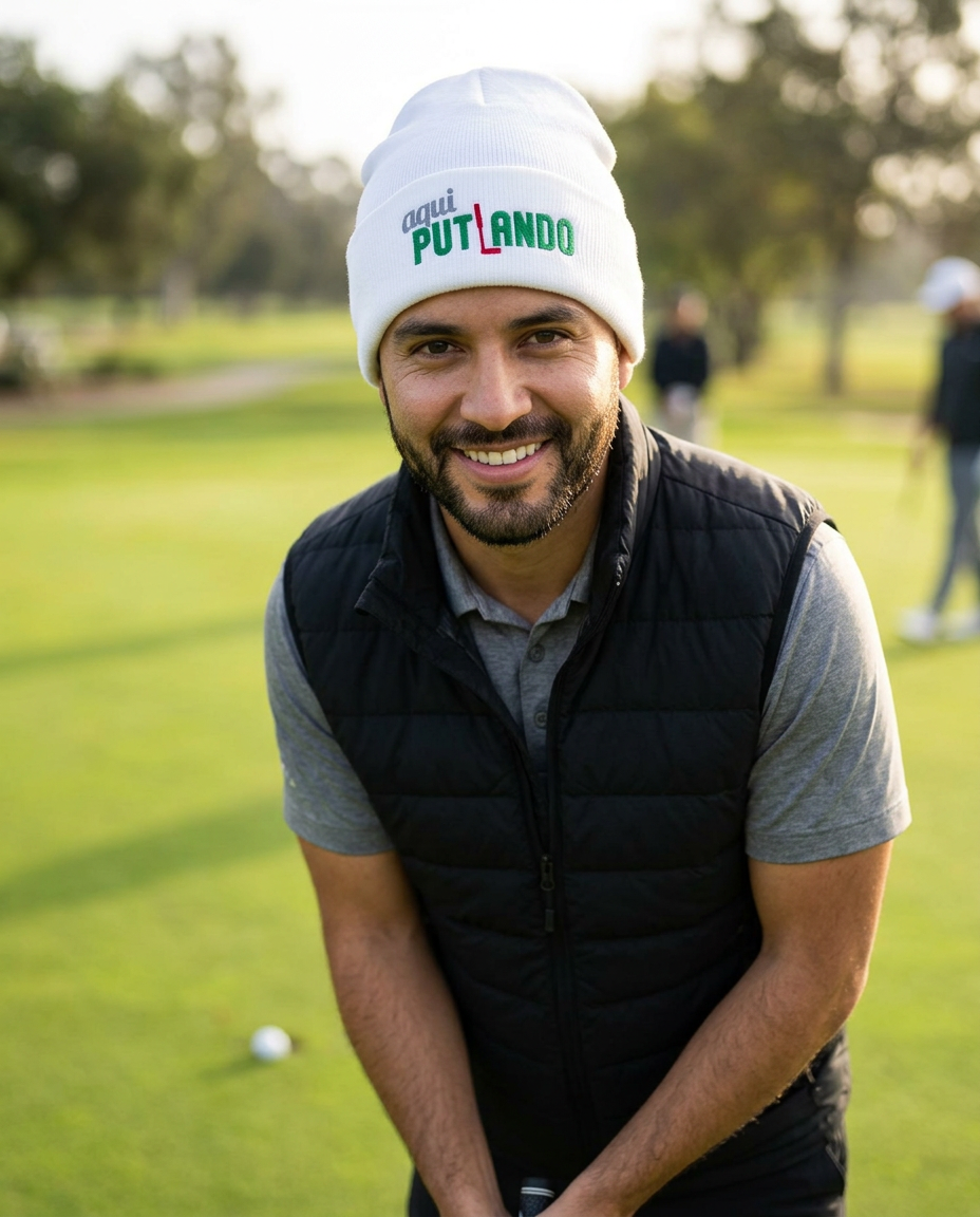 Aqui Putiando - Beanie in a golf lifestyle photo 3