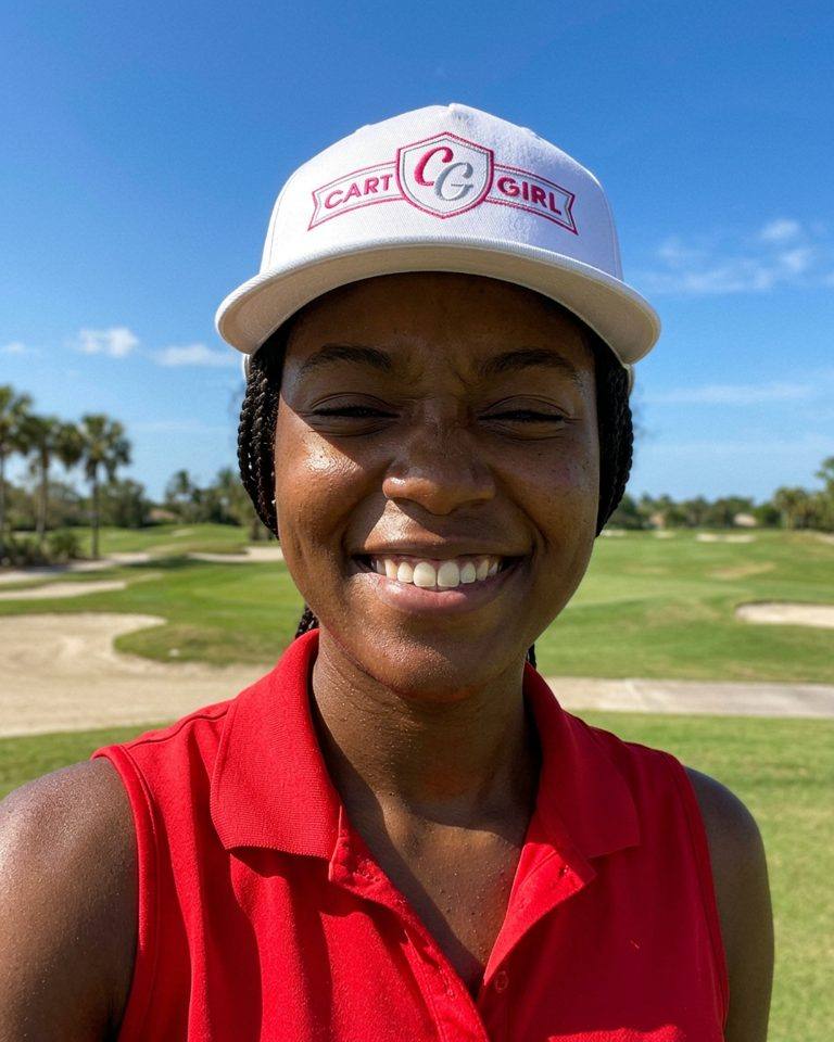 Cart Girl Badge Logo - Flat Bill Cap in a golf lifestyle photo 2
