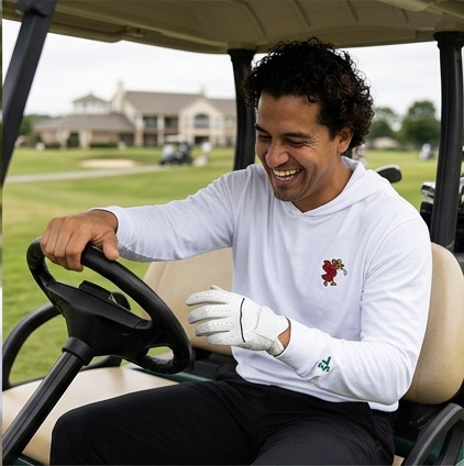 Mexican Eagle Iron Shot | Hooded Long Sleeve Tee Sweater in a golf lifestyle photo 3