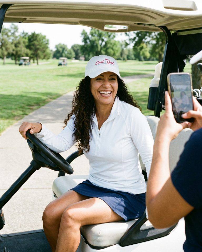 Cart Girl Flag Hat Logo - Hat in a golf lifestyle photo 3