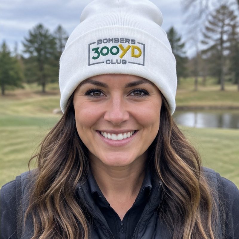A golfer wearing Bombers 300 Yd Club - Fun Beanie on the course