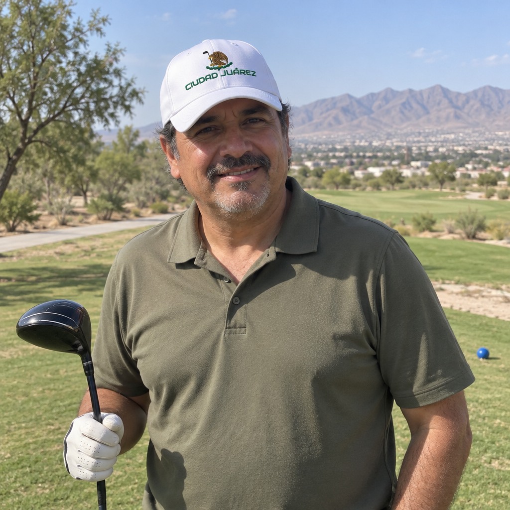 A golfer wearing Ciudad Juarez on the course