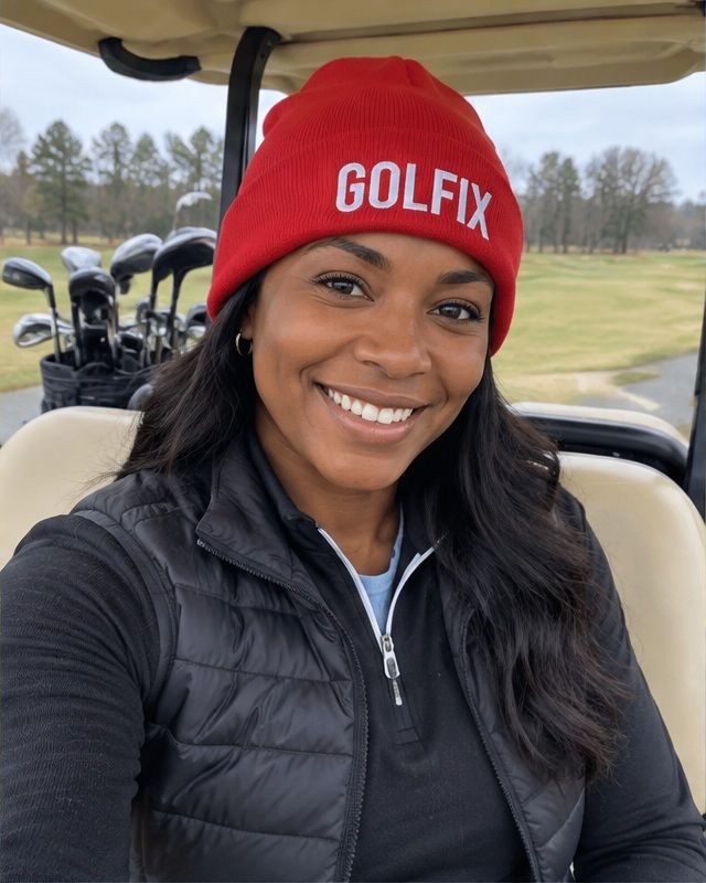 Golfix - Fun Beanie - Red in a golf lifestyle photo 2
