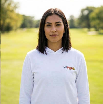 A golfer wearing Jeff Pesos | Hooded Long Sleeve Tee Sweater on the course