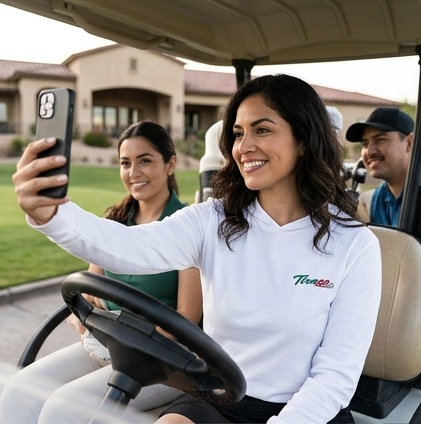 Tirazo | Hooded Long Sleeve Tee Sweater in a golf lifestyle photo 2