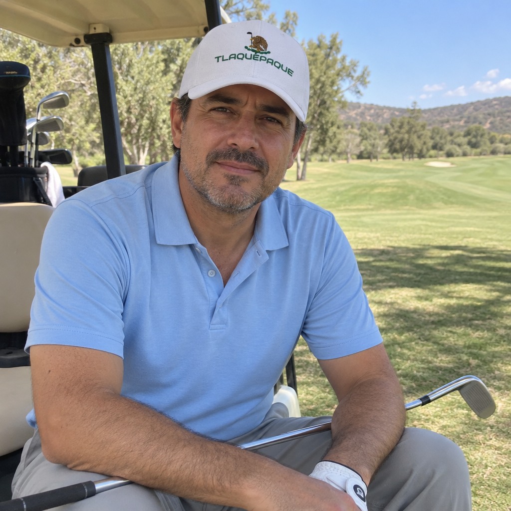 A golfer wearing Tlaquepaque on the course