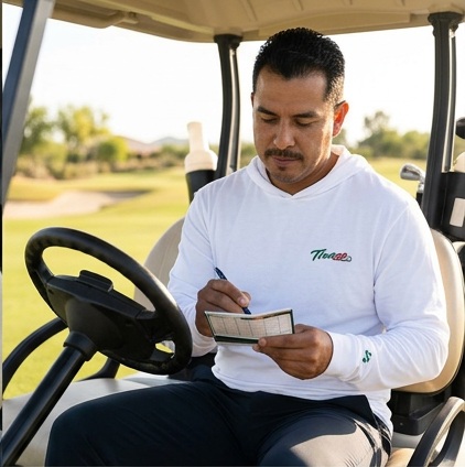 Tirazo | Hooded Long Sleeve Tee Sweater in a golf lifestyle photo 3