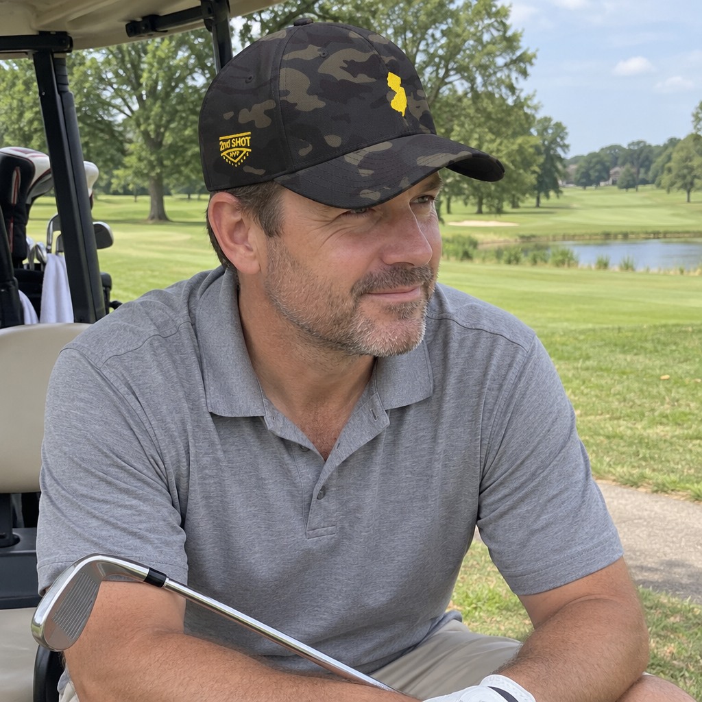 A golfer wearing New Jersey - MVP on the course