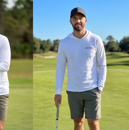 Golf Baddie | Hooded Long Sleeve Tee Sweater in a golf lifestyle photo 3