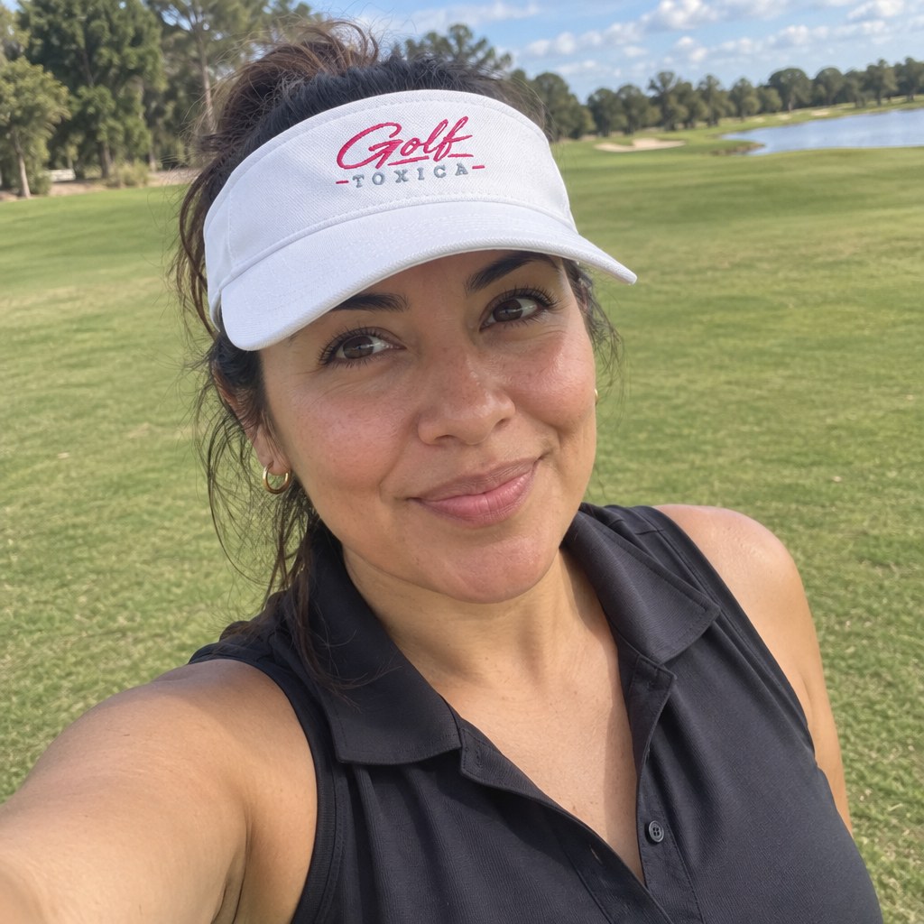 A golfer wearing Golf Toxica - Visor on the course
