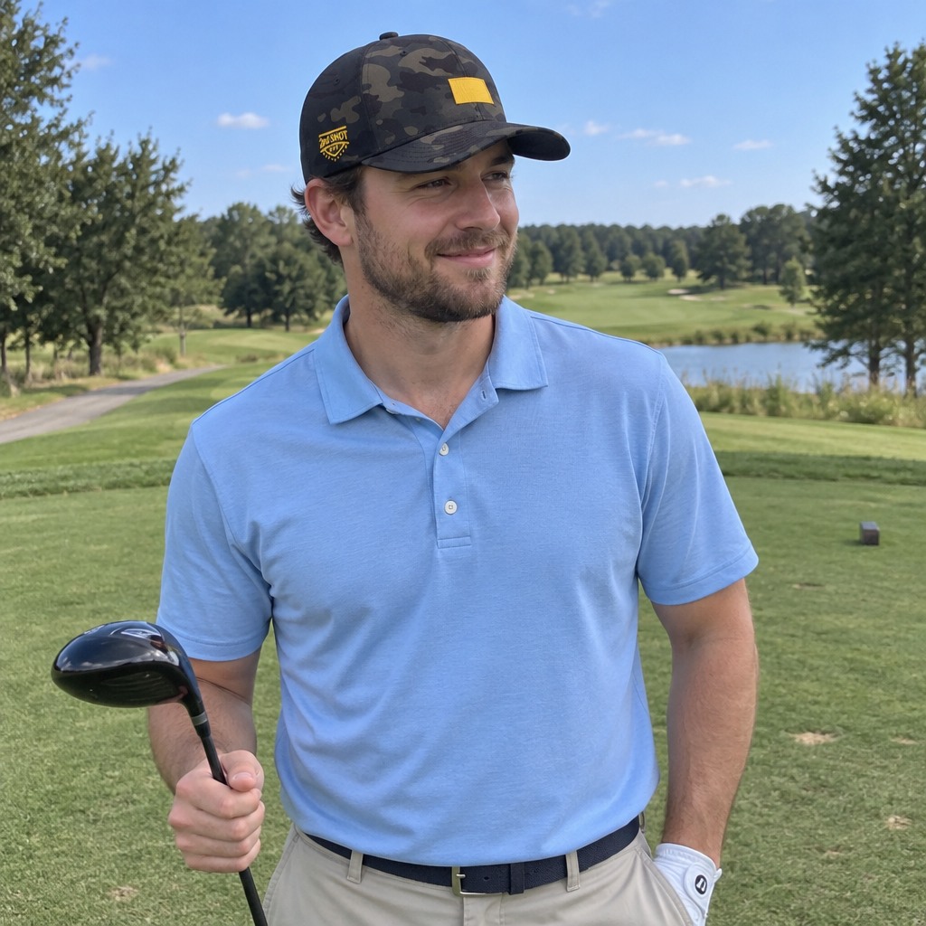 A golfer wearing North Dakota - MVP on the course