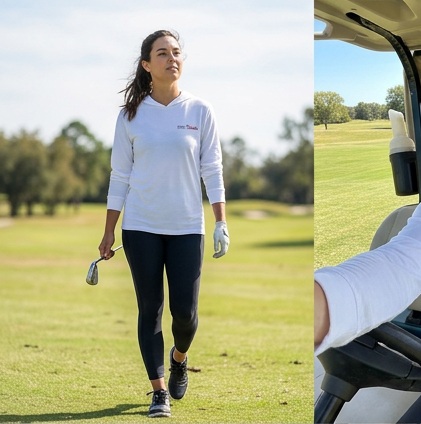 Golf Baddie | Hooded Long Sleeve Tee Sweater in a golf lifestyle photo 1