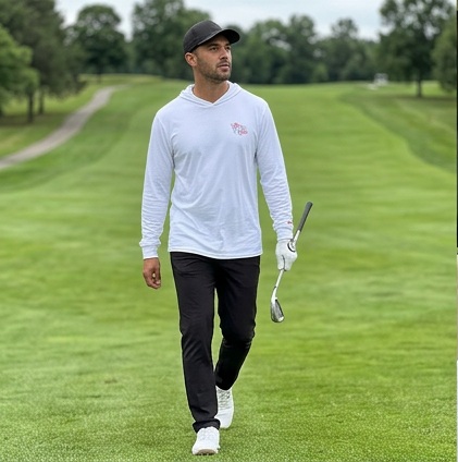 Talk Birdie to Me | Hooded Long Sleeve Tee Sweater in a golf lifestyle photo 1