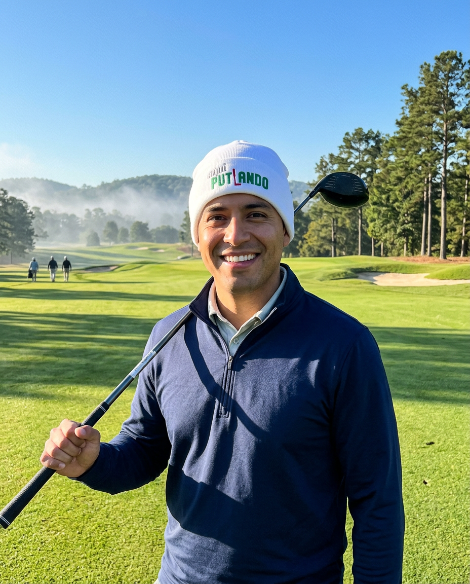 Aqui Putiando - Beanie in a golf lifestyle photo 1