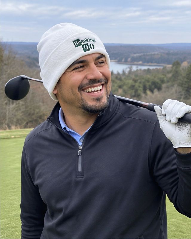 Breaking 90 - Fun Beanie in a golf lifestyle photo 3