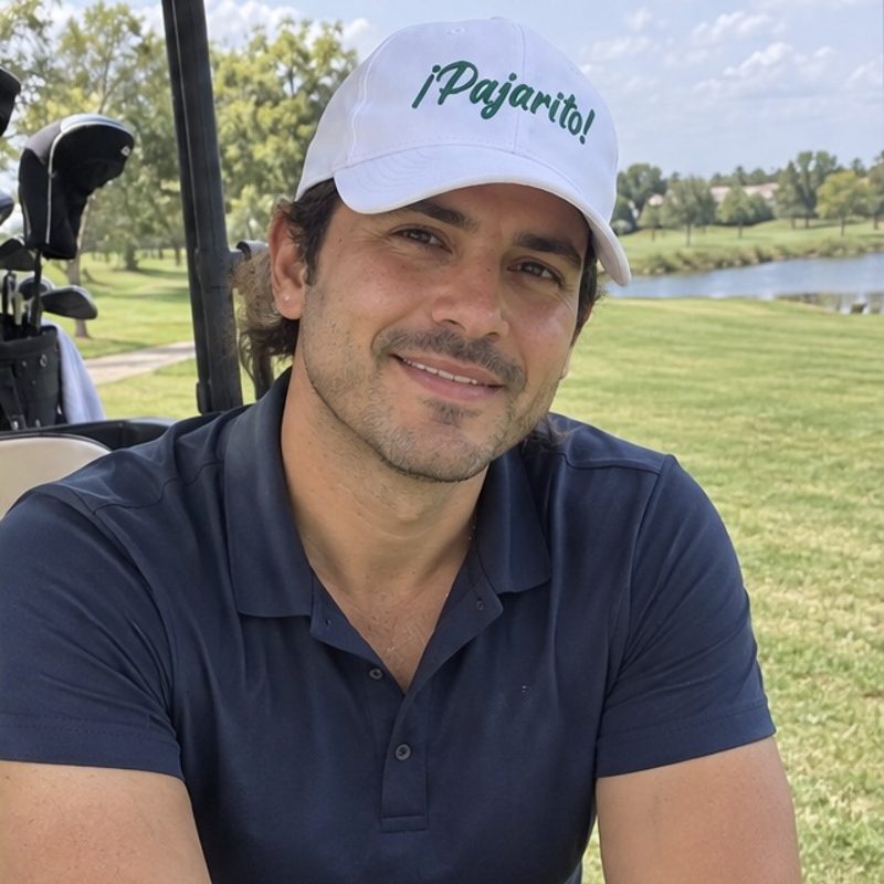 A golfer wearing Pajarito - White on the course