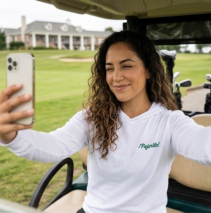 Pajarito | Hooded Long Sleeve Tee Sweater in a golf lifestyle photo 2