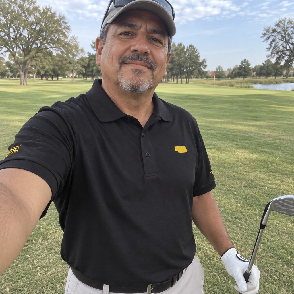 A golfer wearing Nebraska - MVP Polo on the course