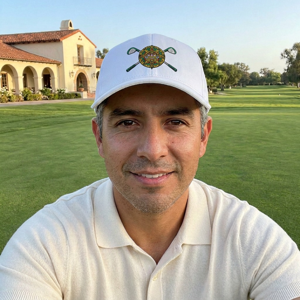 A golfer wearing Azteca Golf | Buckle on the course