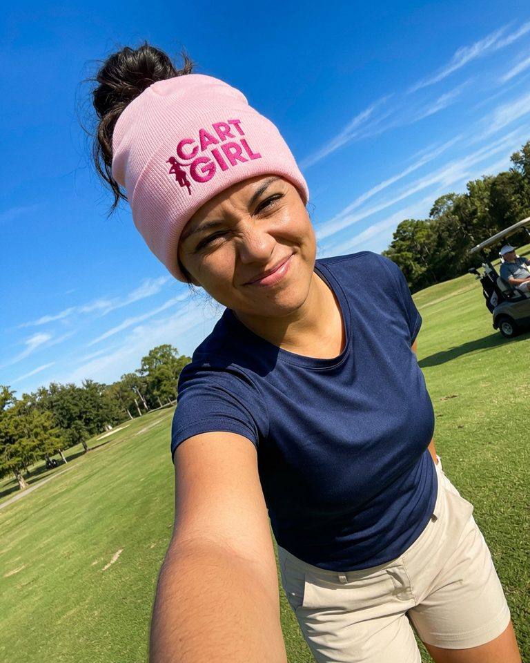 Cart Girl Bold Logo - Beanie in a golf lifestyle photo 5