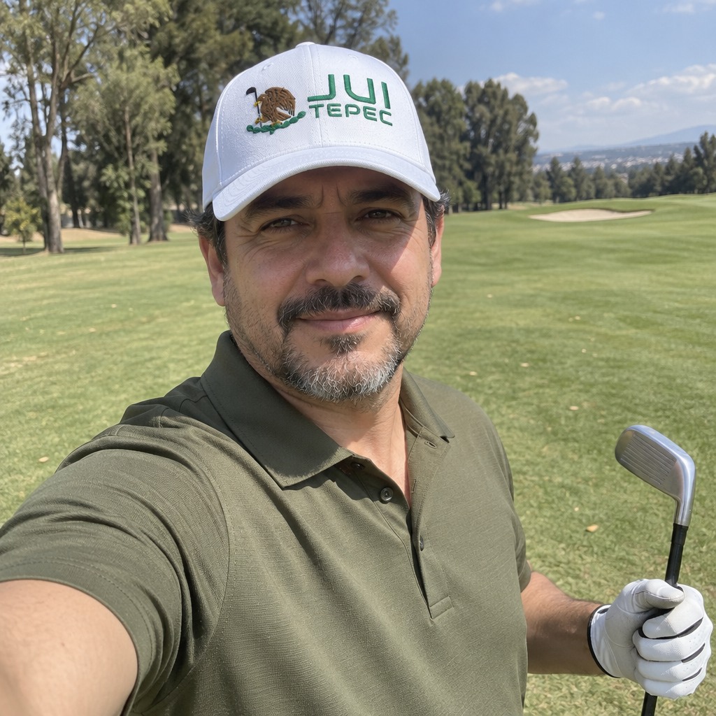 A golfer wearing Juitepec Modern on the course