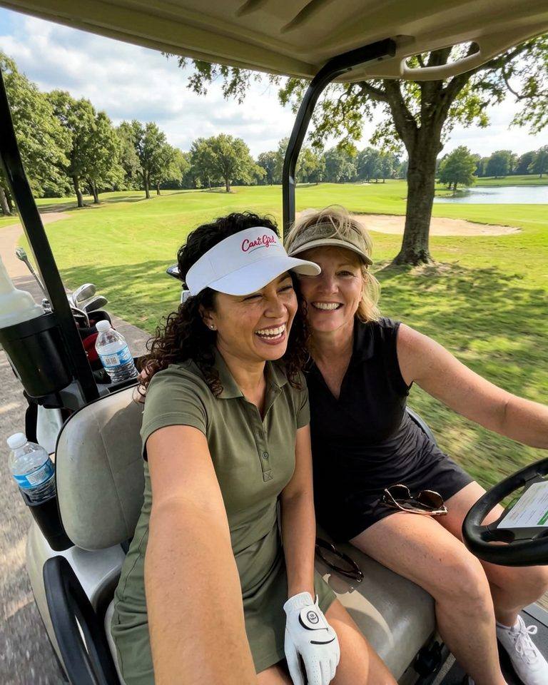 Cart Girl Cursive Logo - Visor in a golf lifestyle photo 3