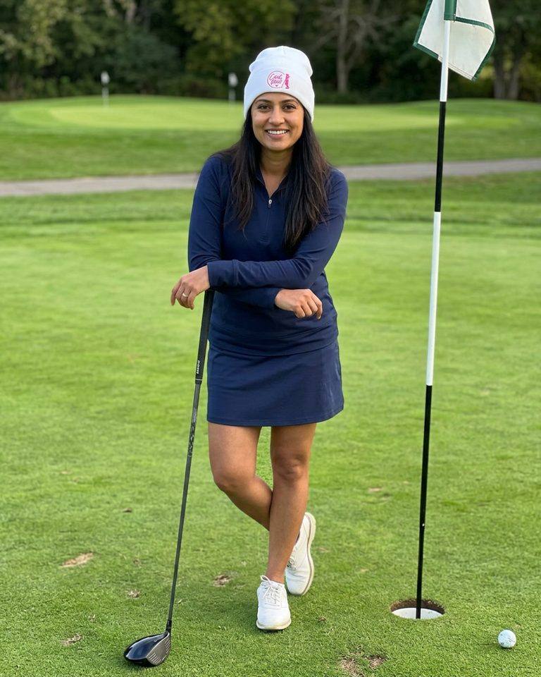 Cart Girl Half Circle Logo - Beanie in a golf lifestyle photo 2