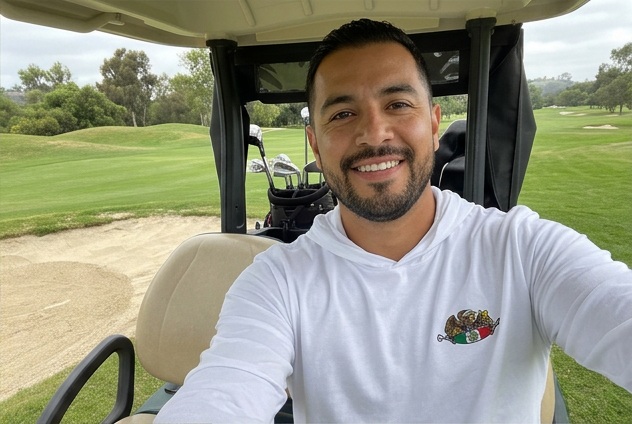 Mexican Eagle DJ Golfer | Hooded Long Sleeve Tee Sweater in a golf lifestyle photo 2
