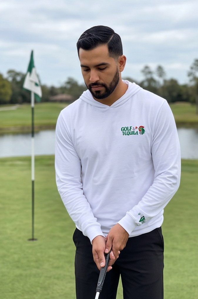 Golf & Tequila | Hooded Long Sleeve Tee Sweater in a golf lifestyle photo 5