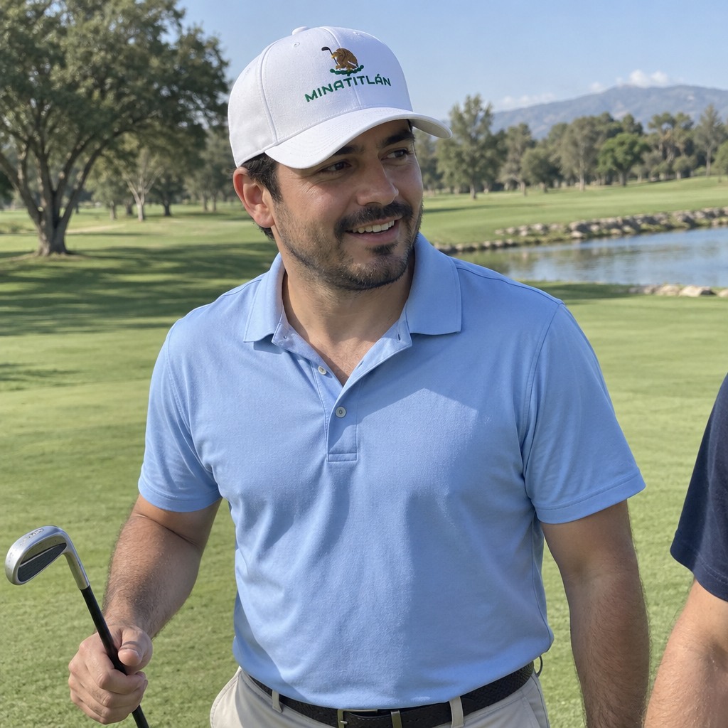 A golfer wearing Minatitlán on the course