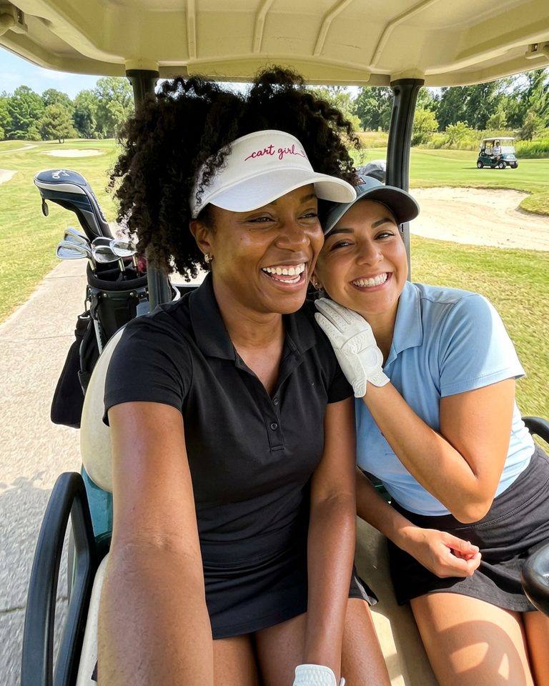 Cart Girl Cursive Logo - Visor in a golf lifestyle photo 1