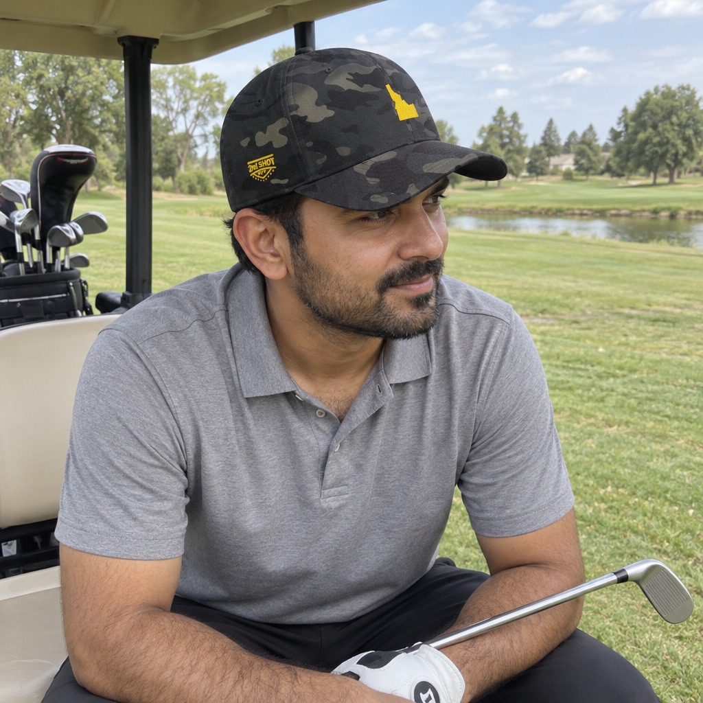 A golfer wearing Idaho - MVP on the course