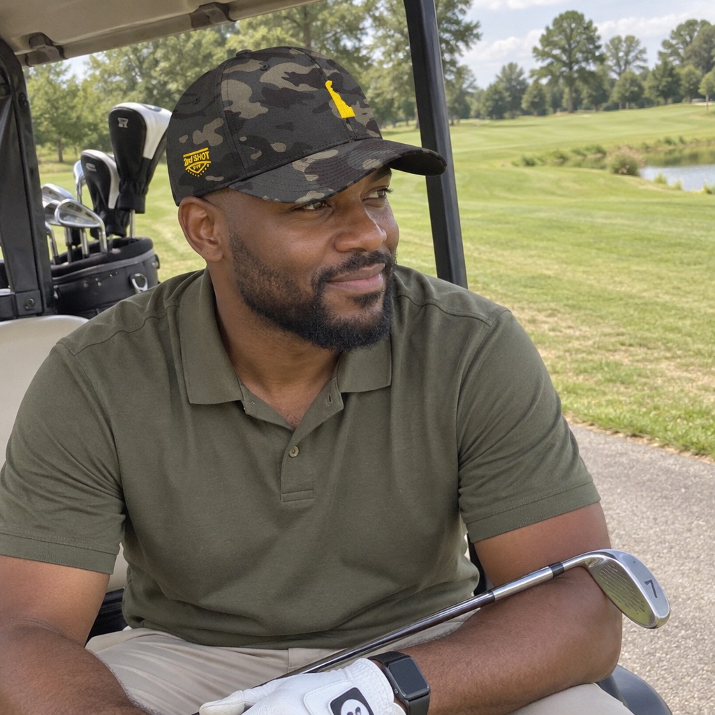 A golfer wearing Delaware - MVP on the course