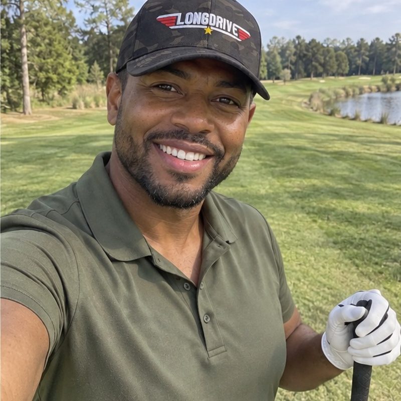 A golfer wearing Longdrive on the course