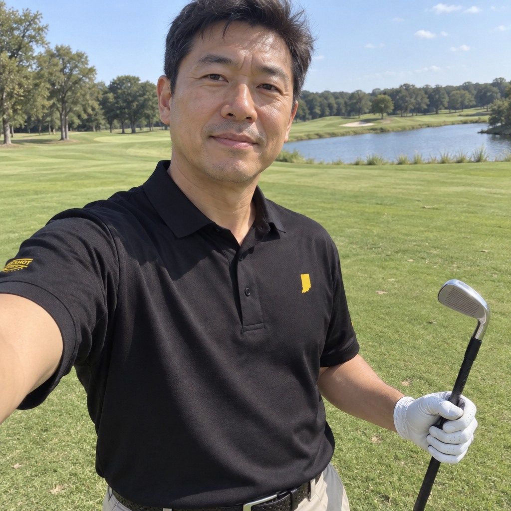 A golfer wearing Indiana - MVP Polo on the course