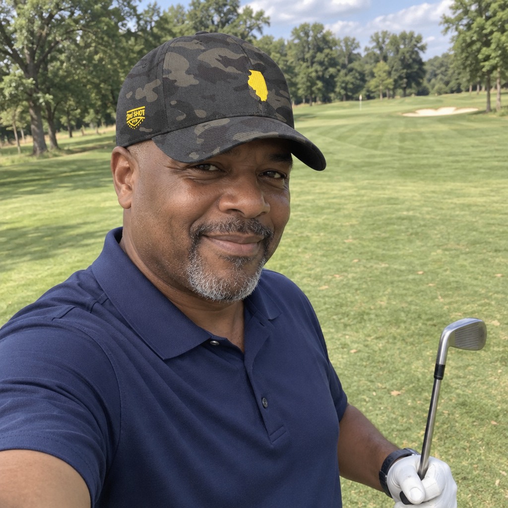 A golfer wearing Illinois - MVP on the course