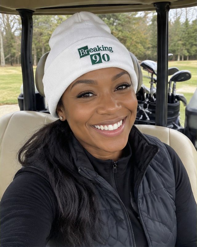 Breaking 90 - Fun Beanie in a golf lifestyle photo 2